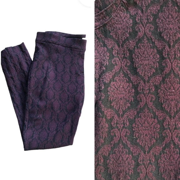 est 1962 | Pants & Jumpsuits | Gothic Baroque Scroll Maroon Skinny ...